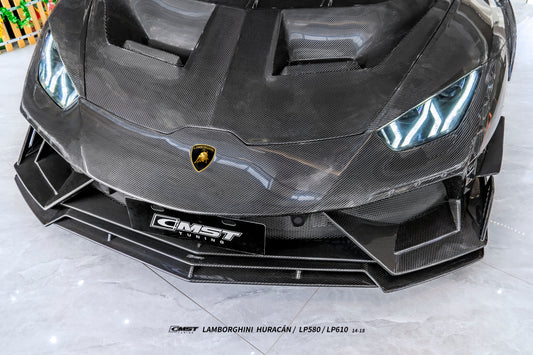 Lamborghini Huracan LP580 LP610 Evo RWD AWD Tecnica Performante 2015 2016 2017 2018 2019 2020 2021 2022 2023 2024 with Aftermarket Parts - Front Canards Pre-preg Carbon Fiber / FRP from CMST Tuning