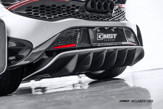 McLaren 720s 2018 2019 2020 2021 2022 2023  with Aftermarket Parts - 765lt Conversion Rear Bumper & Rear Diffuser & Rear Canards Carbon Fiber / FRP from CMST Tuning