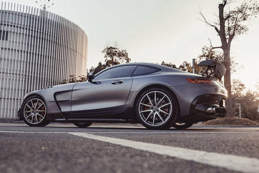 Mercedes Benz AMG GT GTS C190 2016-2021 with Aftermarket Parts - Black Series Style Side Skirts Carbon Fiber / FRP from CMST Tuning