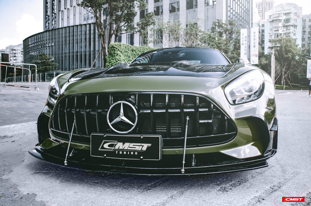 Mercedes Benz AMG GT GTS GTC C190 2016-2021 (designed to work with CMST Black Series Style Front Fenders, corner small lips would need to be shaved off for fitment with OEM fenders, 3 point star not included) with Aftermarket Parts - Front Bumper Set Carbon Fiber / FRP from CMST Tuning