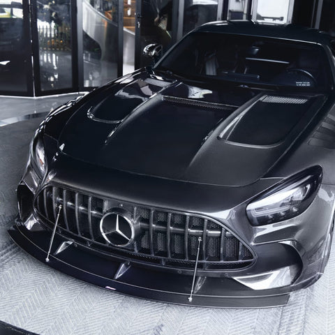 Mercedes Benz AMG GT GTS GTC C190 2016-2021 (designed to work with CMST Black Series Style Front Fenders, corner small lips would need to be shaved off for fitment with OEM fenders, 3 point star not included) with Aftermarket Parts - Front Bumper Set Carbon Fiber / FRP from CMST Tuning