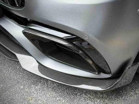 Mercedes Benz E-Class E63S E63 W213 2021-2023 with Aftermarket Parts - Pre-preg Carbon Fiber FRP Front Lip Splitter from CMST Tuning
