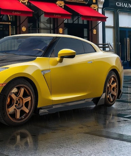 Nissan GTR R35 CBA DBA EBA 2008 2009 2010 2011 2012 2013 2014 2015 2016 with Aftermarket Parts - HORIZON Side Skirts Carbon Fiber / FRP from CMST Tuning