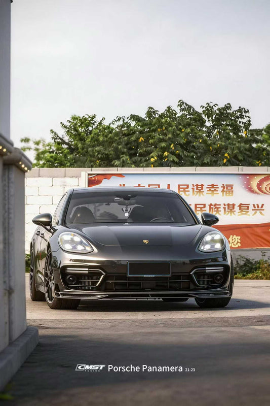 Porsche Panamera 971 971.2 RWD/Base/4/4S 2021-2023 with Aftermarket Parts - Pre-preg Carbon & FRP Front Lip from CMST Tuning