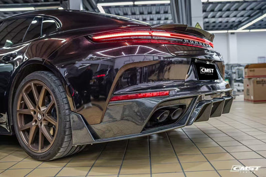 Porsche Panamera 976 Base 4 4S E-Hybird 2024 (suitable for GTS and Turbo if active spoiler is deactivated) with Aftermarket Parts - Rear Spoiler Pre-preg Carbon Fiber / FRP from CMST Tuning