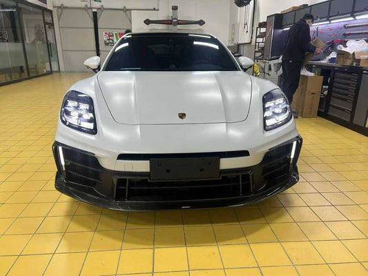 Porsche Panamera 976 Base 4 4S E-Hybird 2024 with Aftermarket Parts - Front Canards Pre-preg Carbon Fiber / FRP from CMST Tuning