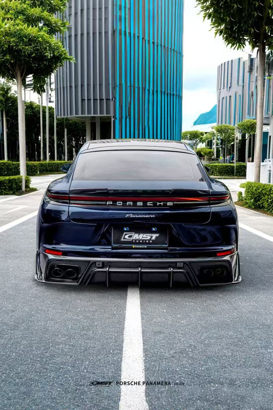 Porsche Panamera 976 Base 4 4S E-Hybird 2024 (suitable for GTS and Turbo if active spoiler is deactivated) with Aftermarket Parts - Rear Spoiler Pre-preg Carbon Fiber / FRP from CMST Tuning