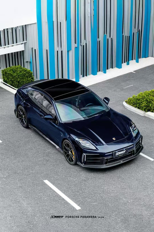 Porsche Panamera 976 Base 4 4S E-Hybird 2024 with Aftermarket Parts - Front Lip Pre-preg Carbon Fiber / FRP from CMST Tuning