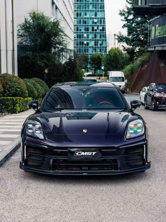  Porsche Panamera 976 Base 4 4S E-Hybird 2024 with Aftermarket Parts - Front Lip Pre-preg Carbon Fiber / FRP from CMST Tuning 
