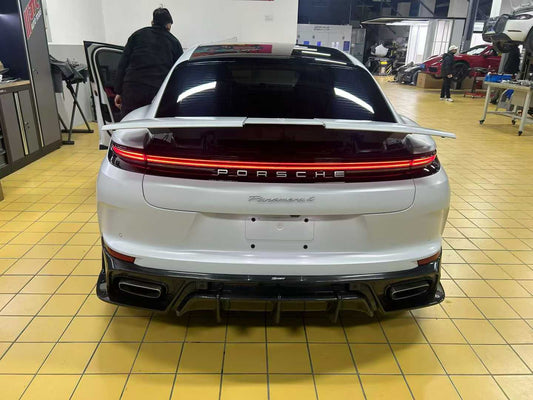 Porsche Panamera 976 Base 4 4S E-Hybird GTS Turbo 2024 with Aftermarket Parts - Rear Diffuser & Canards Pre-preg Carbon Fiber / FRP from CMST Tuning