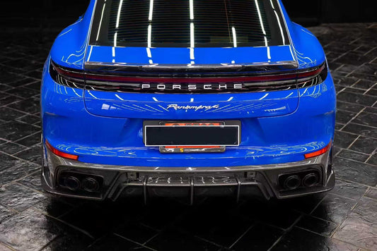 Porsche Panamera 976 Base 4 4S E-Hybird GTS Turbo 2024 with Aftermarket Parts - Rear Diffuser & Canards Pre-preg Carbon Fiber / FRP from CMST Tuning