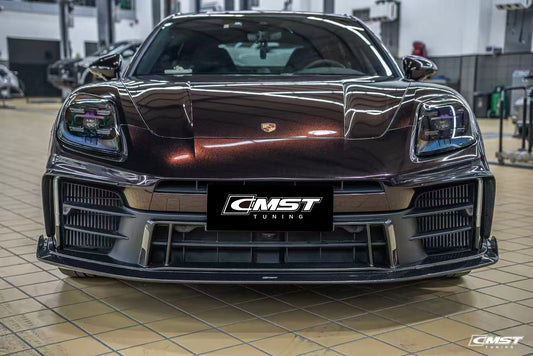 Porsche Panamera 976 Base 4 4S E-Hybird 2024 with Aftermarket Parts - Front Lip Pre-preg Carbon Fiber / FRP from CMST Tuning
