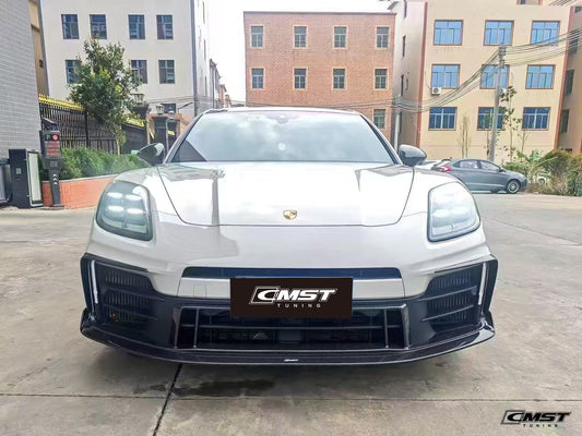 Porsche Panamera 976 Base 4 4S E-Hybird 2024 with Aftermarket Parts - Front Lip Pre-preg Carbon Fiber / FRP from CMST Tuning