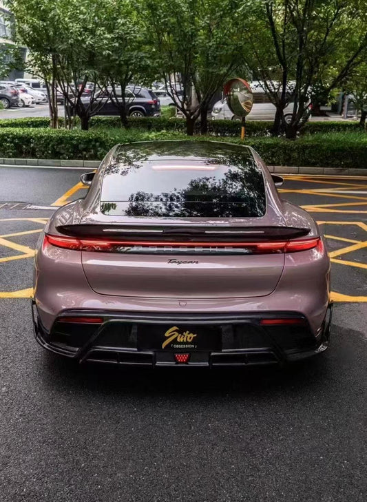 Porsche Taycan 9J1 Sedan/Cross Turismo RWD/4S/GTS/Turbo/Turbo S 2020-ON with Aftermarket Parts - Rear Diffuser & Canards Carbon Fiber / FRP from CMST Tuning