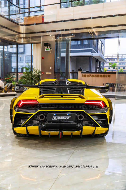 Lamborghini Huracan LP580 LP610 Evo RWD AWD Tecnica Performante 2015 2016 2017 2018 2019 2020 2021 2022 2023 2024 with Aftermarket Parts - Rear Spoiler Pre-preg Carbon Fiber / FRP from CMST Tuning
