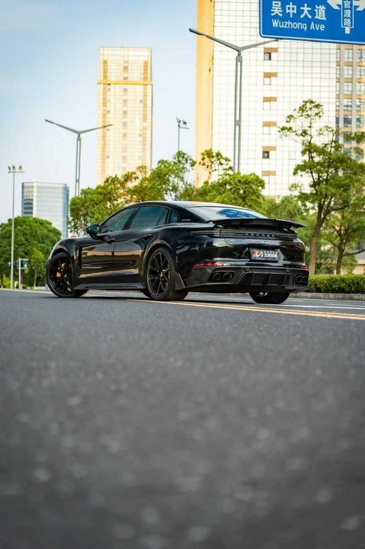 Porsche Panamera 976 Base 4 4S E-Hybird GTS Turbo 2024 with Aftermarket Parts - Rear Diffuser & Canards Pre-preg Carbon Fiber / FRP from CMST Tuning