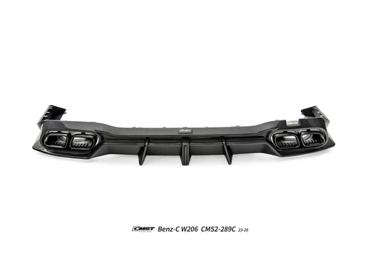 Mercedes Benz C-Class C63 C43 AMG C300 (with sport-package bumper) W206 S206 2021-ON with Aftermarket Parts - Rear Diffuser & Exhaust Carbon Fiber / FRP from CMST Tuning