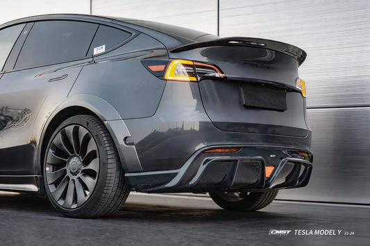 Tesla Model Y Performance AWD Long Range RWD Standard 2020 2021 2022 2023 2024 with Aftermarket Parts - V2 Rear Diffuser Carbon Fiber / FRP from CMST Tuning
