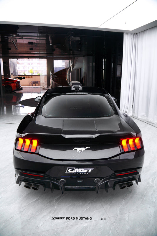 Ford Mustang S650 2.3 Ecoboost 5.0 GT Dark Horse 2024-ON with Aftermarket Parts - Rear Ducktail Trunk Lid Carbon Fiber / FRP from CMST Tuning
