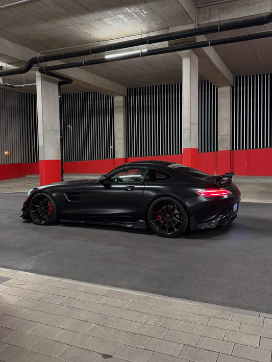 Mercedes Benz AMG GT GTS C190 2016-2019 with Aftermarket Parts - Vacuumed Carbon & FRP Side Skirts from CMST Tuning