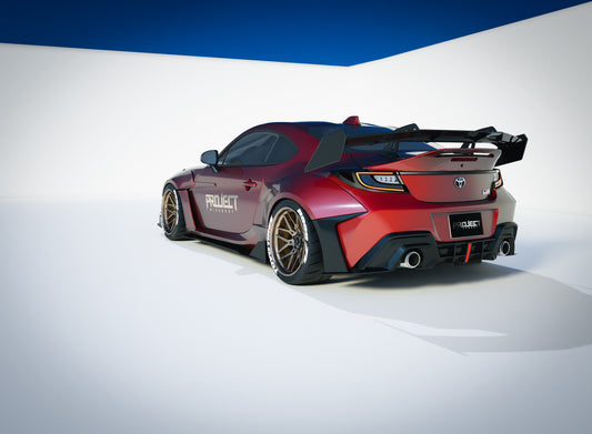 Subaru BRZ ZD8 2022-ON &  Toyota GR86 ZN8 2022-ON with Aftermarket Parts - PROJECT WIDEBODY Upper &amp; Lower Side Skirts Extensions Carbon Fiber / FRP from CMST Tuning