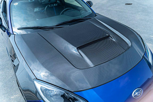 Subaru BRZ ZD8 & Toyota GR86 ZN8 2022 2023 2024 with Aftermarket Parts - V2 Style Hood Carbon Fiber / FRP from CMST Tuning