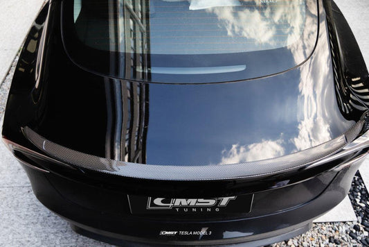 Tesla Model 3 Highland / Performance 2024-ON with Aftermarket Parts - V3 Style Rear Spoiler Carbon Fiber from CMST Tuning