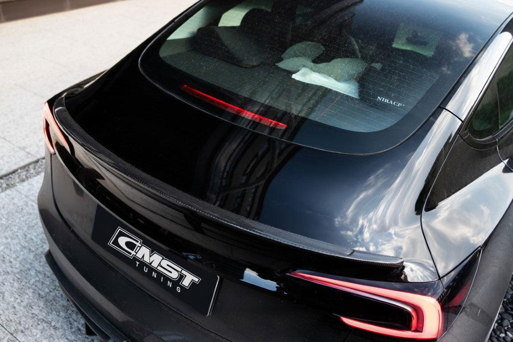 Tesla Model 3 Highland 2024-ON with Aftermarket Parts - V3 Style Carbon Fiber Rear Spoiler from CMST Tuning