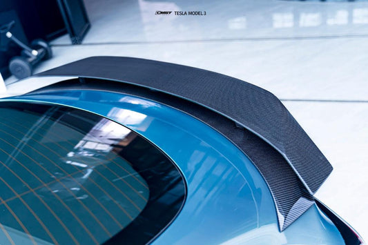 Tesla Model 3 Highland / Performance 2024-ON with Aftermarket Parts - V1 Style Rear Spoiler Carbon Fiber from CMST Tuning