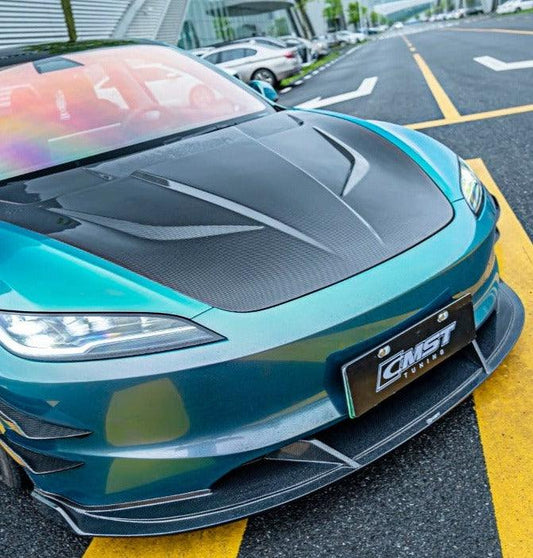 Tesla Model 3 Highland 2024-ON with Aftermarket Parts - V2 Style Front Lip Carbon Fiber from CMST Tuning