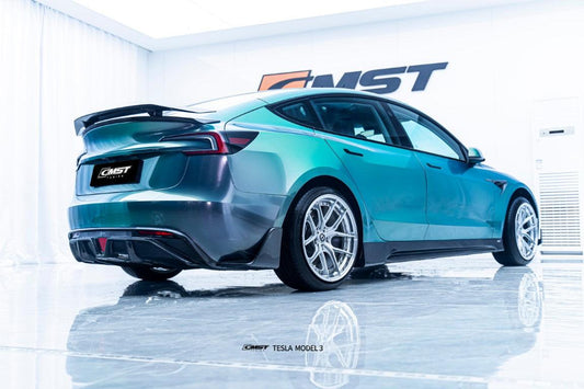 Tesla Model 3 Highland / Performance 2024-ON with Aftermarket Parts - V1 Style Rear Spoiler Carbon Fiber from CMST Tuning