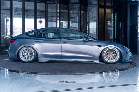Tesla Model 3 Highland 2024-ON with Aftermarket Parts - V1 Style Carbon Fiber Side Skirts from CMST Tuning
