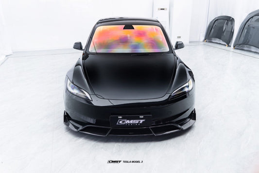 Tesla Model 3 Highland 2024-ON with Aftermarket Parts - V1 Front Lip Carbon Fiber from CMST Tuning