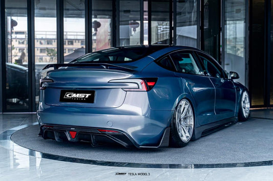 Tesla Model 3 Highland / Performance 2024-ON with Aftermarket Parts - V1 Style Rear Spoiler Carbon Fiber from CMST Tuning