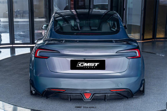 Tesla Model 3 Highland / Performance 2024-ON with Aftermarket Parts - V1 Style Rear Spoiler Carbon Fiber from CMST Tuning