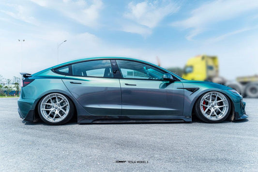 Tesla Model 3 Highland 2024-ON with Aftermarket Parts - V1 Style Carbon Fiber Side Skirts from CMST Tuning