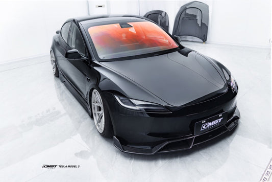 Tesla Model 3 Highland 2024-ON with Aftermarket Parts - V1 Front Lip Carbon Fiber from CMST Tuning