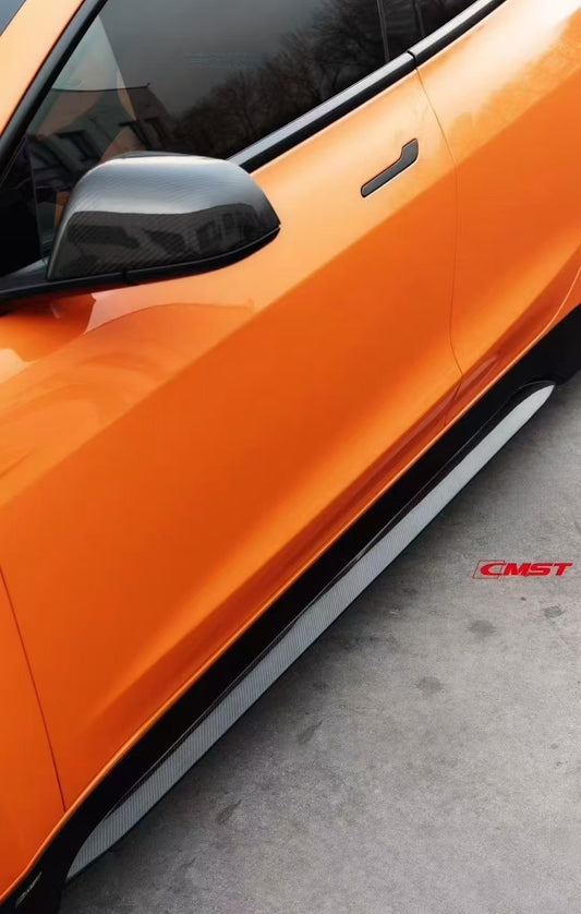 Tesla Model 3 Highland / Performance 2024-ON with Aftermarket Parts - V1 Style Carbon Fiber Side Skirts from CMST Tuning