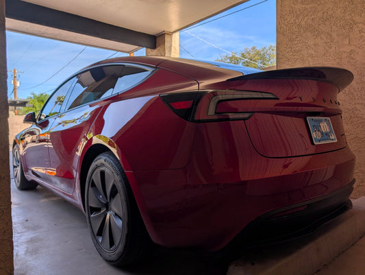 Tesla Model 3 Highland / Performance 2024-ON  with Aftermarket Parts - V5 Rear Spoiler Carbon Fiber / FRP from CMST Tuning