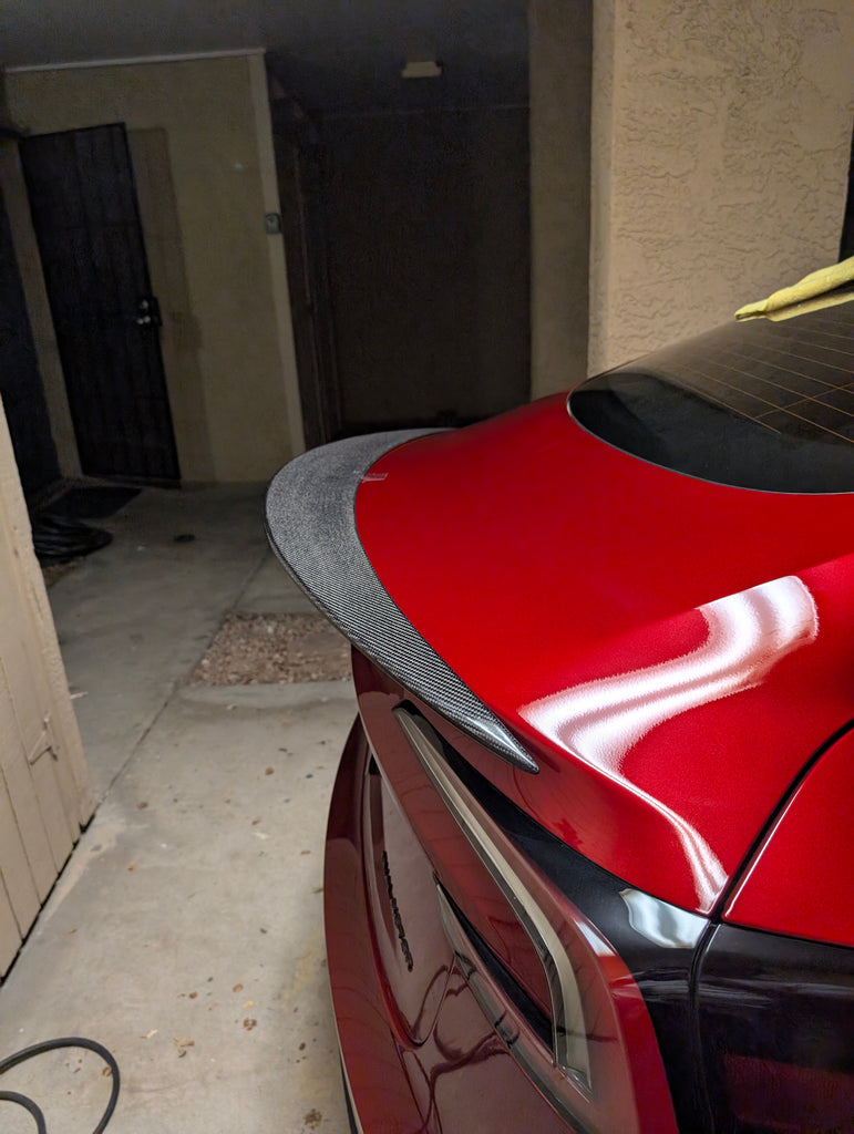 Tesla Model 3 Highland / Performance 2024-ON  with Aftermarket Parts - V5 Rear Spoiler Carbon Fiber / FRP from CMST Tuning