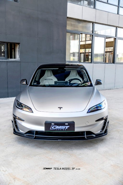 Tesla Model 3 Performance 2024-ON with Aftermarket Parts - V1 Front Lip Carbon Fiber / FRP from CMST Tuning