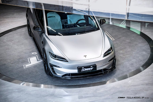 Tesla Model 3 Performance 2024-ON with Aftermarket Parts - V1 Front Lip Carbon Fiber / FRP from CMST Tuning