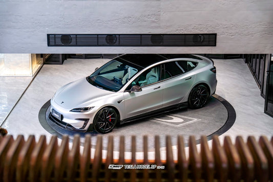 Tesla Model 3 Performance 2024-ON with Aftermarket Parts - V1 Front Lip Carbon Fiber / FRP from CMST Tuning
