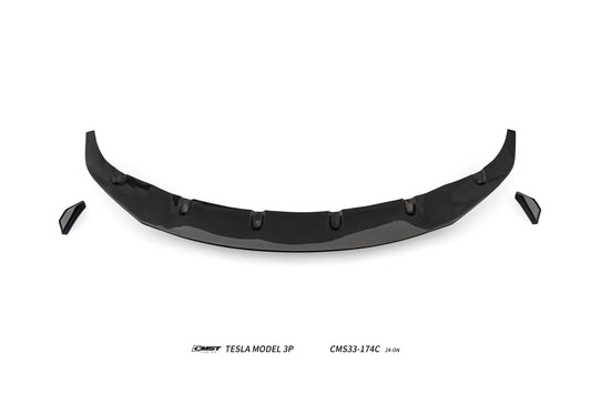 Tesla Model 3 Performance 2024-ON with Aftermarket Parts - V2 Front Lip Carbon Fiber / FRP from CMST Tuning