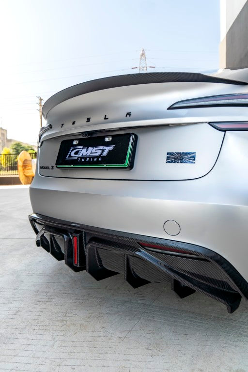 Tesla Model 3 Performance 2024-ON with Aftermarket Parts - V1 Rear Diffuser Carbon Fiber / FRP from CMST Tuning