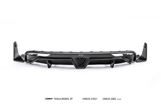 Tesla Model 3 Performance 2024-ON with Aftermarket Parts - V2 Rear Diffuser &  Canards Carbon Fiber / FRP from CMST Tuning