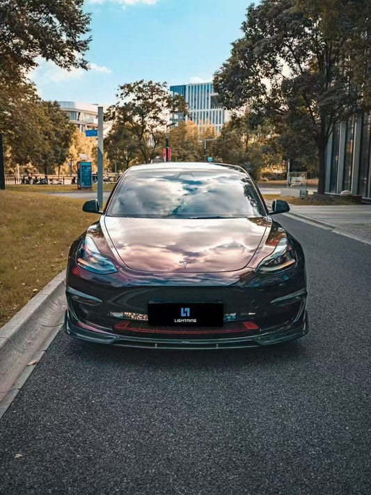 Tesla Model 3 Performance Long Range Standard Base 2017 2018 2019 2020 2021 2022 2023 with Aftermarket Parts - Upper Valences Carbon Fiber / FRP from CMST Tuning