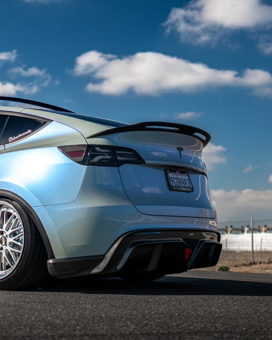 Tesla Model 3 Performance Long Range Standard Base 2017 2018 2019 2020 2021 2022 2023 with Aftermarket Parts - V2 Rear Diffuser Carbon Fiber / FRP from CMST Tuning