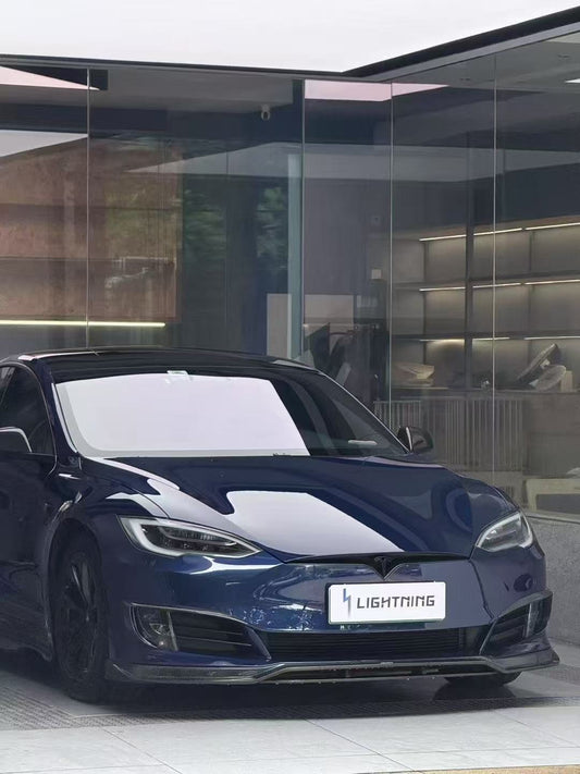 Tesla Model S 2nd Gen 2016 2017 2018 2019 2020 2021&nbsp;with Aftermarket Parts - Front Lip Splitter Carbon Fiber / FRP from CMST Tuning