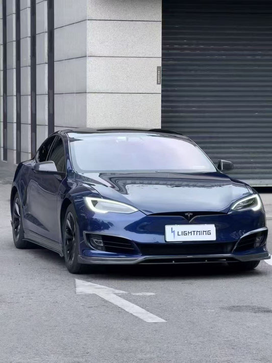 Tesla Model S 2nd Gen 2016 2017 2018 2019 2020 2021&nbsp;with Aftermarket Parts - Front Lip Splitter Carbon Fiber / FRP from CMST Tuning